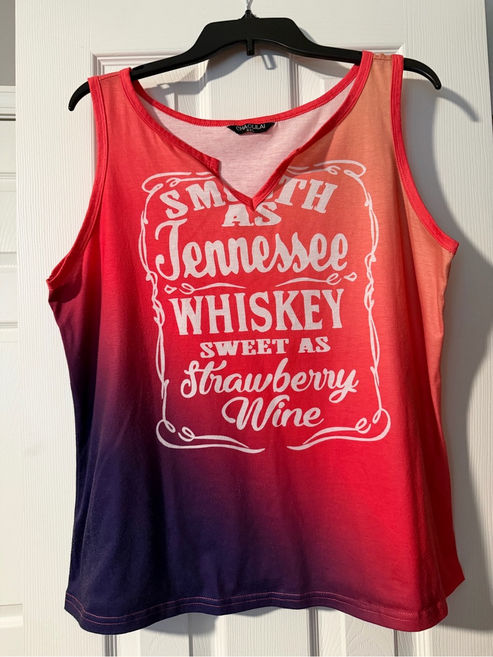 Graphic Gradient Strawberry Wine Tank Top - Coral Pink Purple
